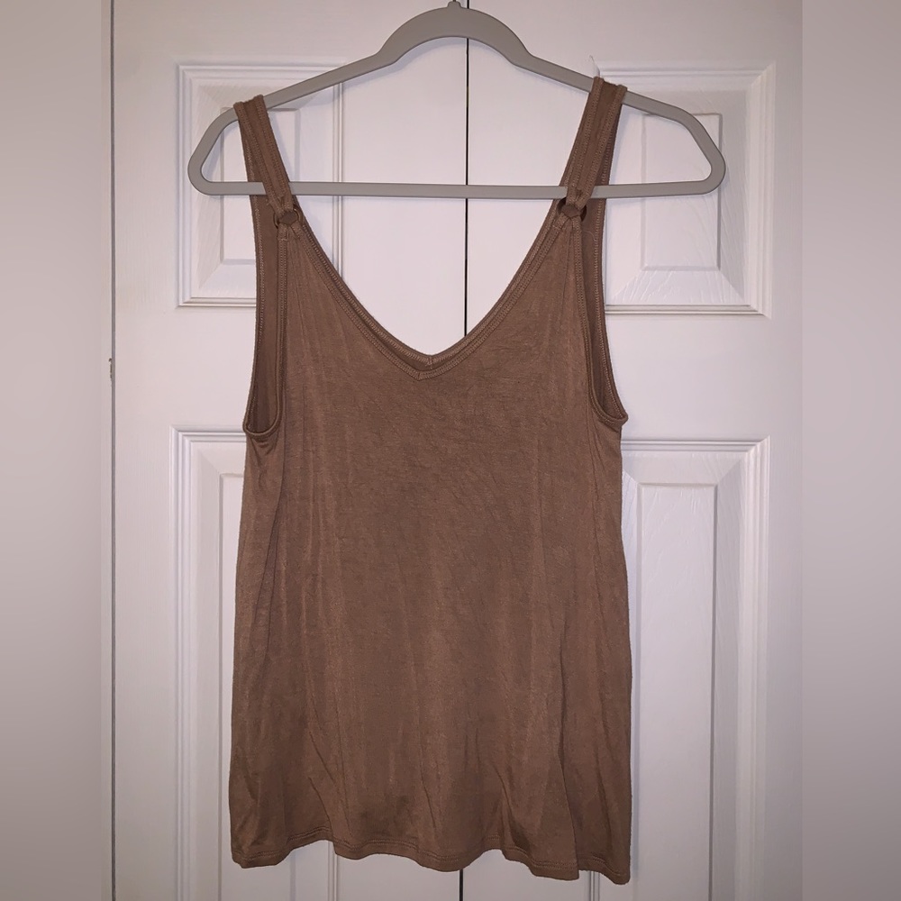 Abercrombie & Fitch Soft Drapey Brown Tank with Circle Detail Size S